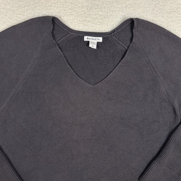 Athleta Womens 2X Hanover Refined V-Neck Sweater Pullover Stretch Ribbed Purple - Picture 2 of 11